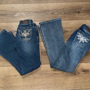 Lot of 2 Shyanne Girls Embroidered Flare Jeans 6X Western